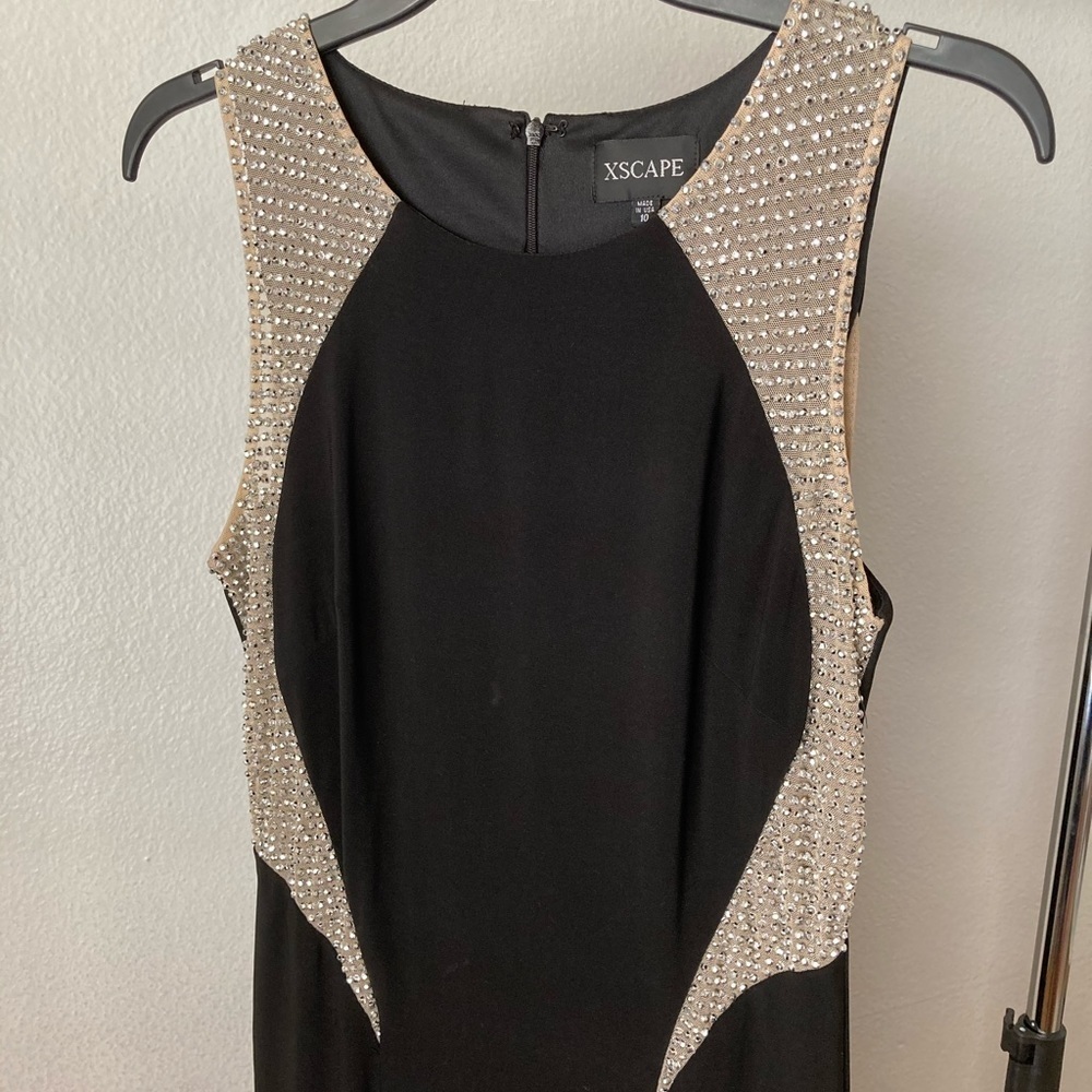 Black Embellished Soft Material Gown - Picture 2 of 6